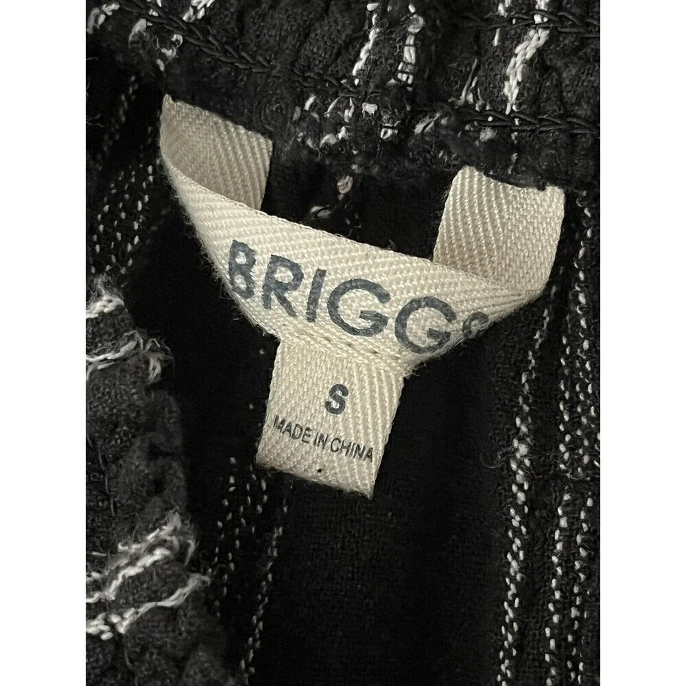 BRIGGS NEW YORK WOMEN'S LINEN BLEND PULL ON SUMMER SHORTS BLK WHITE BEACH BOHO S - Picture 6 of 9